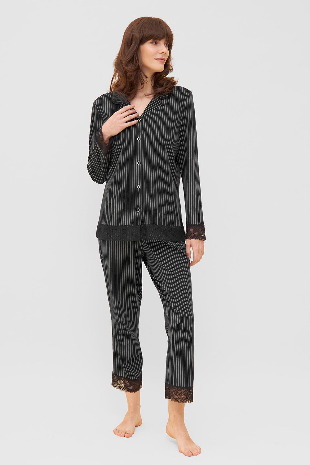 kbsocken Damen Schlafanzug lang Pyjama Nachtwäsche Sleepwear Nightwear 100% Baumwolle 