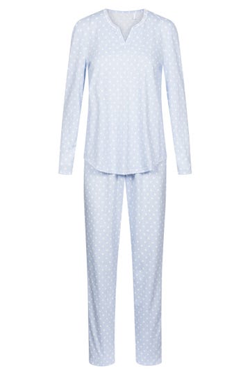 Pyjama lang im Mustermix Punkte Streifen Nadelzug verspielt 100% Baumwolle