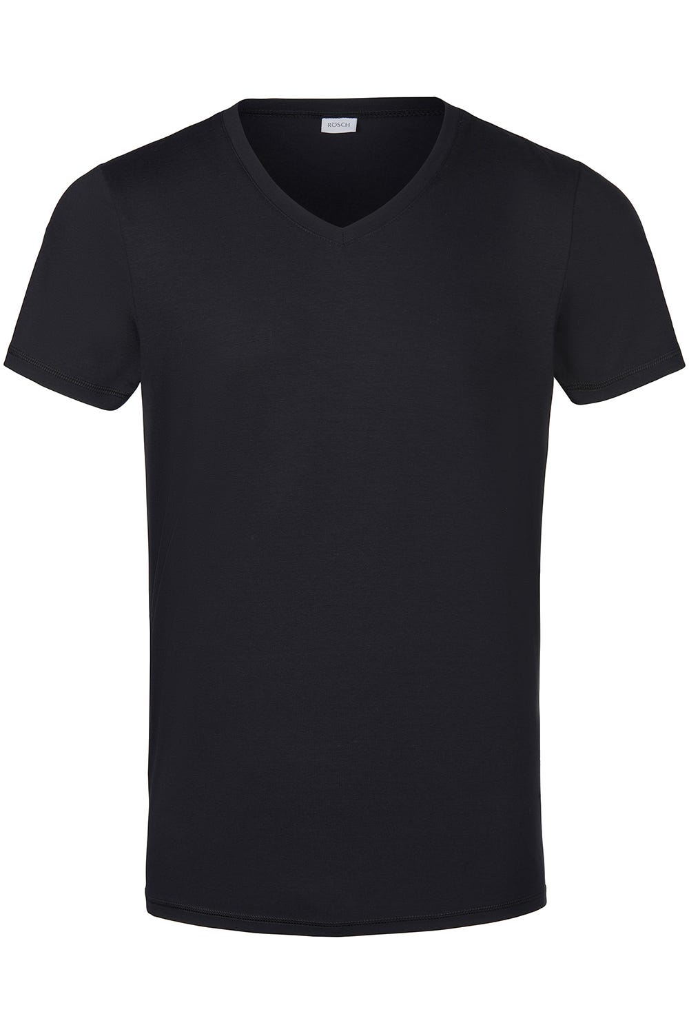 Herren Basic T-Shirt mit V-Ausschnitt Klassisch Baumwolle/Elasthan Schwarz