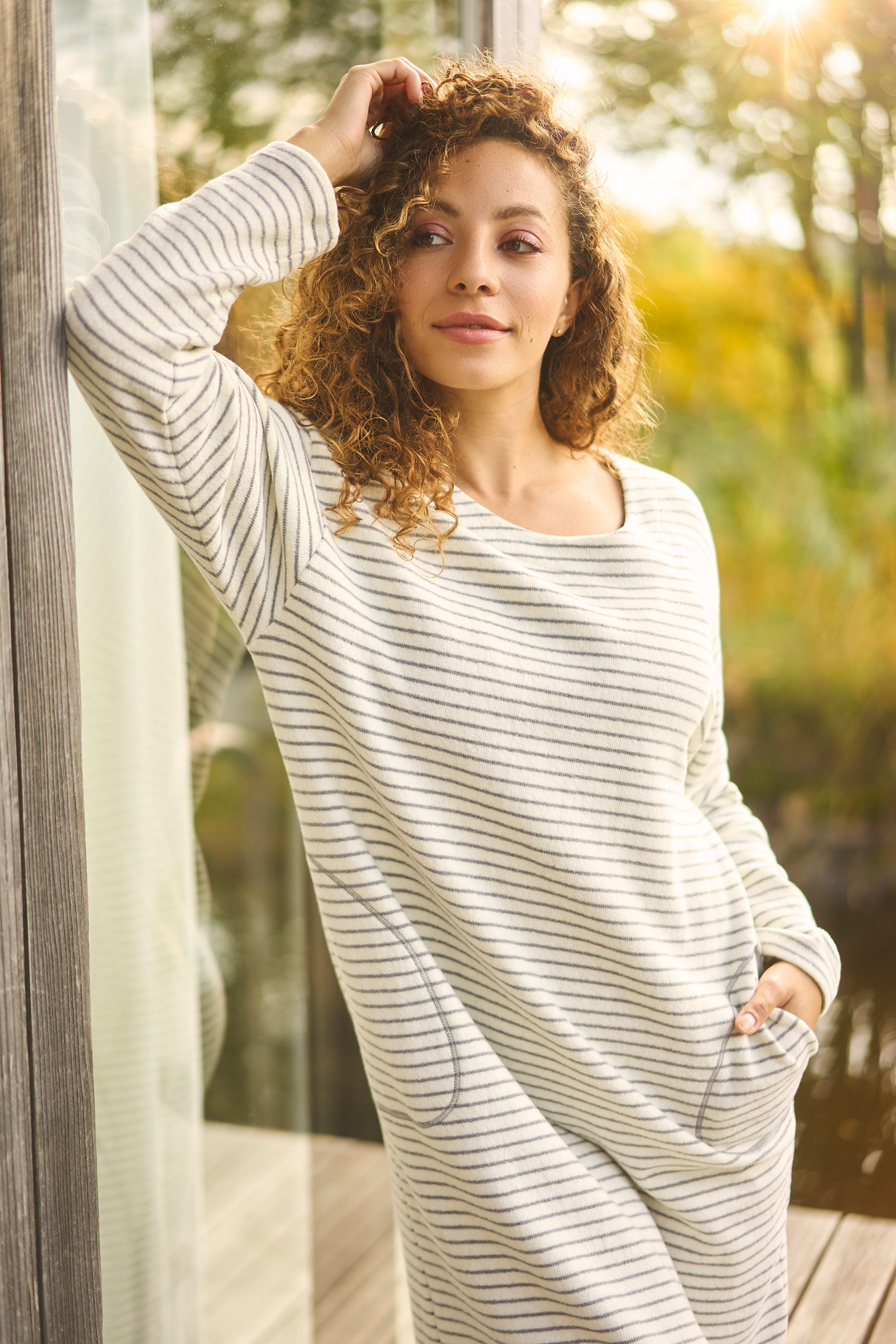 Hauskleid im Ringelmuster Strick