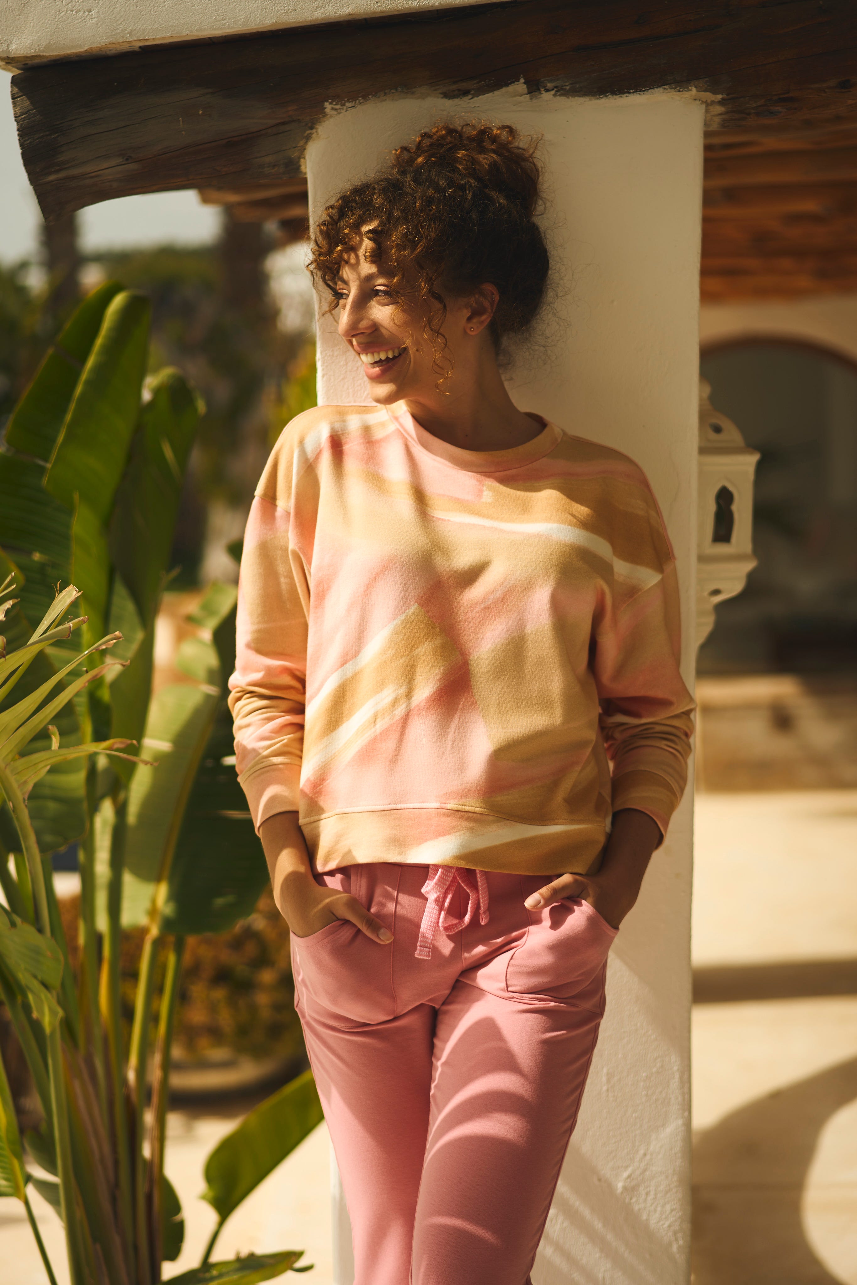 Sweatshirt mit Kordelzug Pastell Rosa Mix & Match 